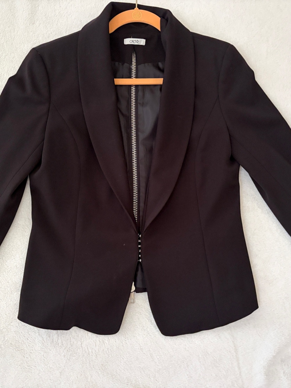 Cache Black Shawl Collar Blazer with Zip Detail